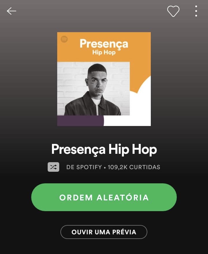sain's tweet image. Destaque tbm no @SpotifyBR , família! Capa da playlist “Presença Hip Hop”! #SlowFlow 

open.spotify.com/user/spotify/p…