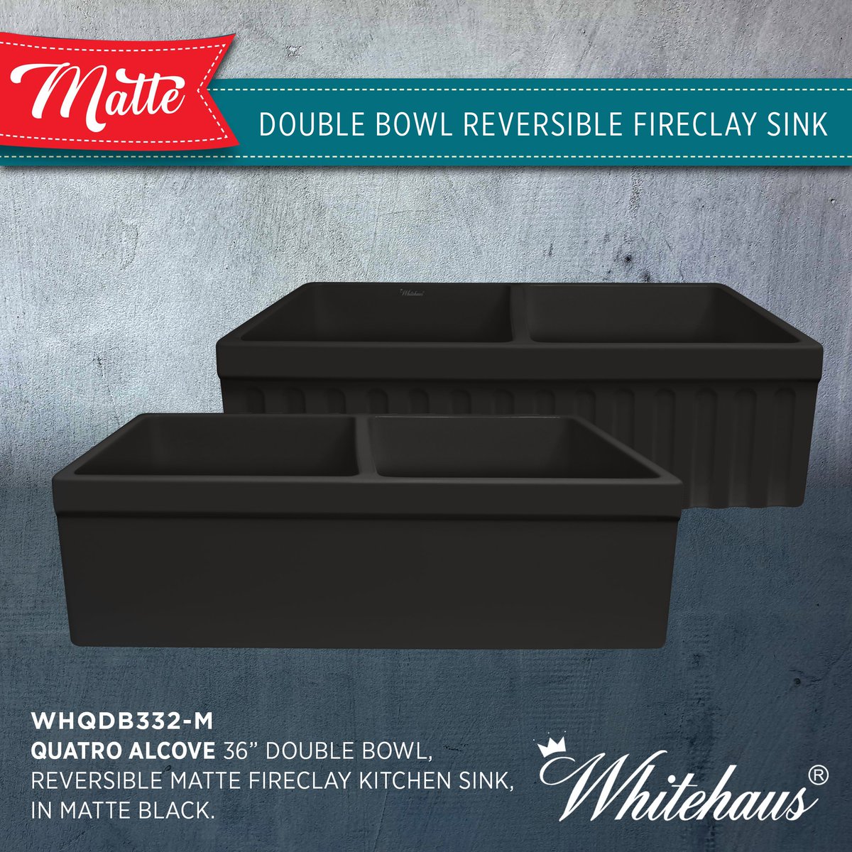 NEW! Iconic fireclay sinks from Whitehaus Collection <a href="/WhitehausC/">Whitehaus Collection</a>  are now available in four stunning Matte finishes: Matte White, Matte Black, Matte Cement and Matte Light Cement.

whitehauscollection.com