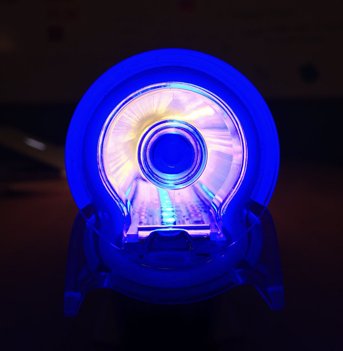 Looking down the barrel of one of the light fixtures we’ll use to bring The Wabash Lights to life. Each of these four foot long fixtures contains 40 individual LED nodes that can all be independently controlled to create millions of works of art through color, pattern &amp; movement.