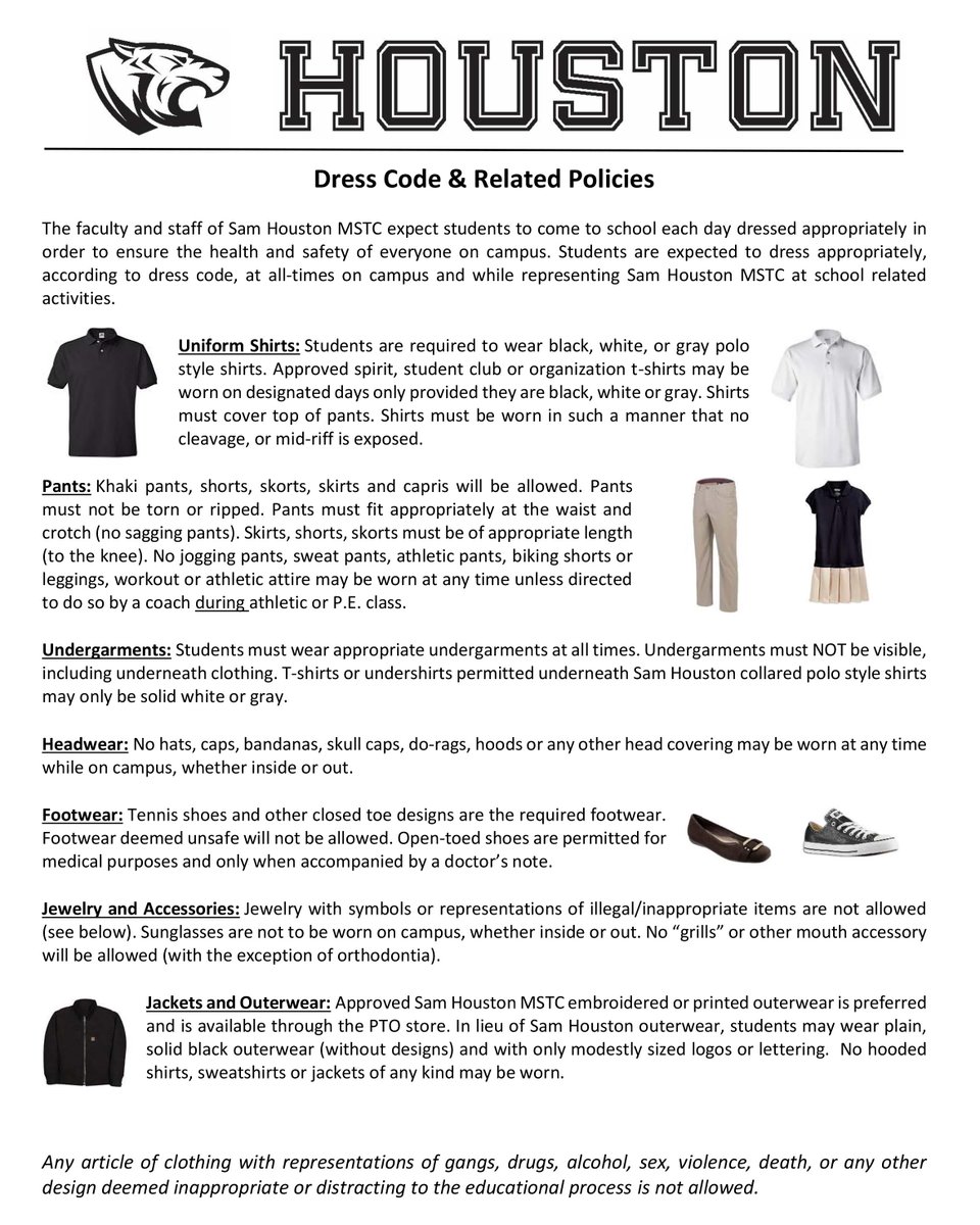 gray, or gold in color. No hoodies of any type or color may be worn at any  time. Students out of uniform will not be allowed to pick up their  schedules during