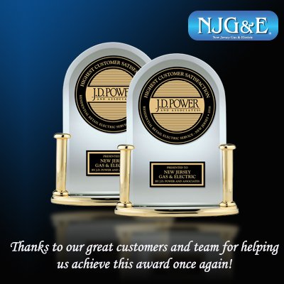 NJGasElectric's tweet photo. We are proud to be recognized by J.D. Power for a second year in a row with the Top Award as "Highest in Customer Satisfaction" in New Jersey!  #NJGE #JDPower https://t.co/RdFi0T0Xd6 https://t.co/zdzopPBUXx