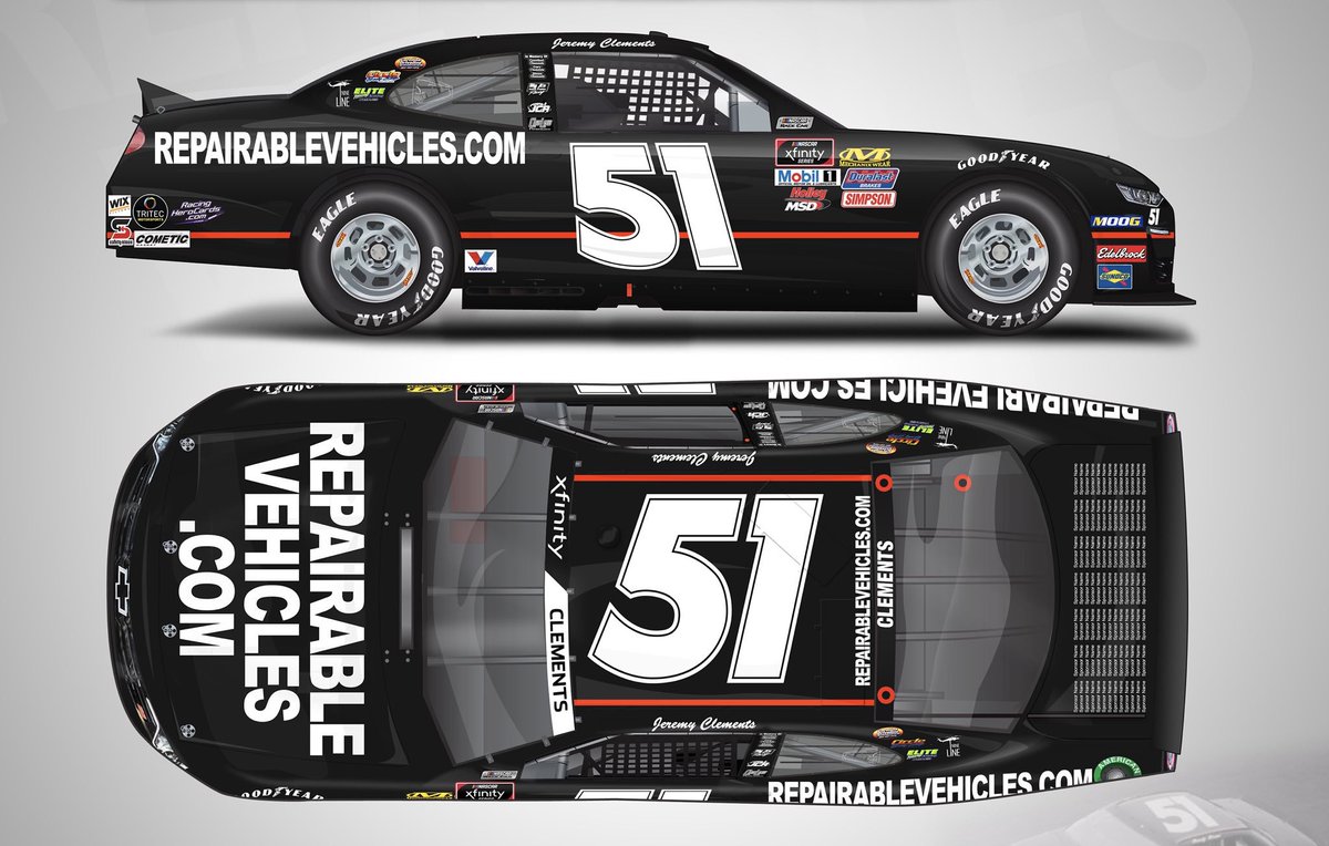 JCR_Clements51's tweet photo. .Waiting for the #FoodCity300 to start @BMSupdates tonight? Remember @JClements51
will be sporting a #DaysofThunder #NASCARThrowback
@TooToughToTame. Come join JCR on the Fan Deck with your name or business and #RideWithJeremy @XfinityRacing @NASCAR @NASCARonNBC
Details below https://t.co/CWr1lYoceX
