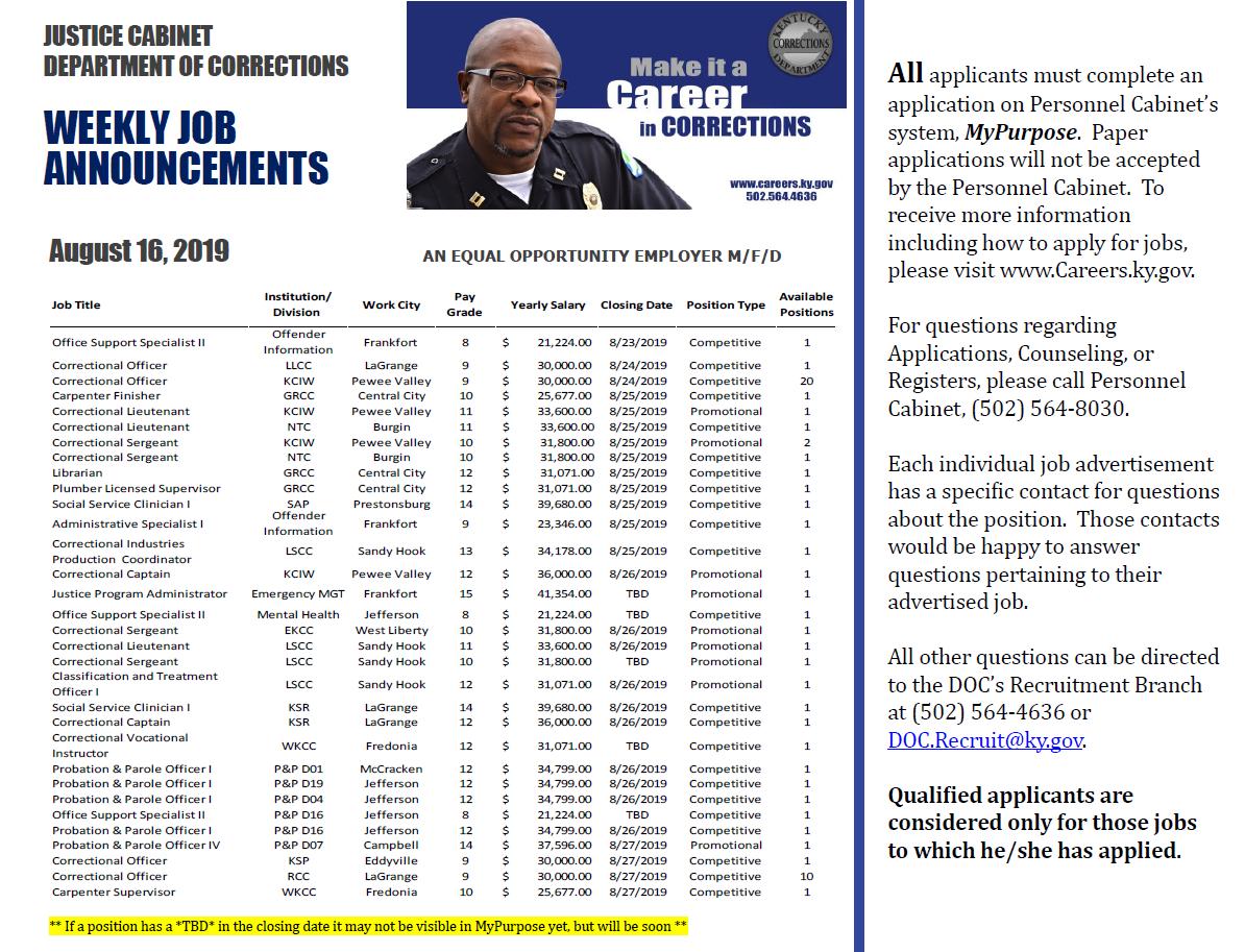 KYCorrections's tweet photo. #KYDOC Special Job announcements - Apply today! Visit https://t.co/FpLPntJDsl or email DOC.Recruit@ky.gov for more information. #KYDOCCAREERS #BraveTheChallenge
*Please Share* https://t.co/dI1LkQ315a