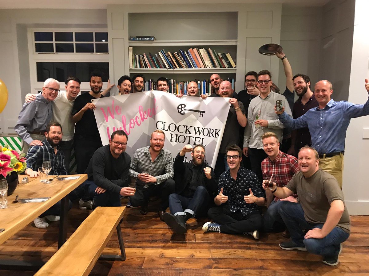 ClockworkHotel's tweet photo. Well done to Phil and his stags for unlocking the hotel within the hour!

#hotel #puzzlehouse #escaperoom #party #stagparty #teamwork #puzzles https://t.co/3w6xiiceJv