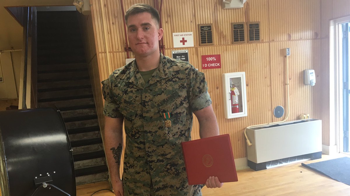 LisaLineTV's tweet image. Congratulations  to Lance Corporal Braxton Goff, getting a Navy Marine Corps Achievement medal for saving a little girl while on leave  @SpecNewsILM