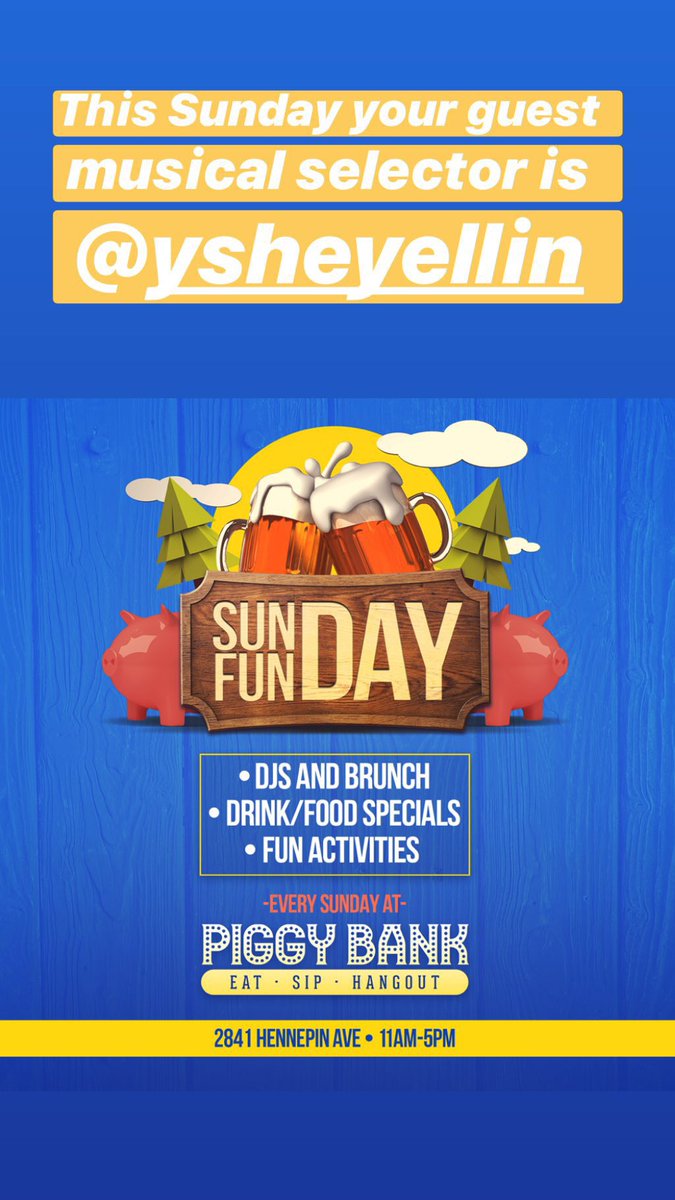 Piggy Bank this Sunday with <a href="/YSHEYELLIN/">Mina Moore</a> &amp; yours truly!!

11am-5pm