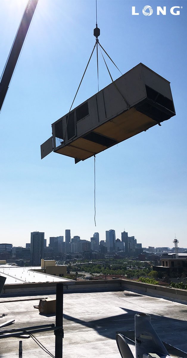 LONGBldgTech's tweet image. LONG IN ACTION: C-PACE job 2727 Bryant St. in Denver. The project involved installing new RTU's and an updated Building Automation System. The first picture shows the removal of the old RTU, and the second shows the new RTU! #C-PACE #LONG #LONGINACTION #HVAC #RTU #BAS #Denver