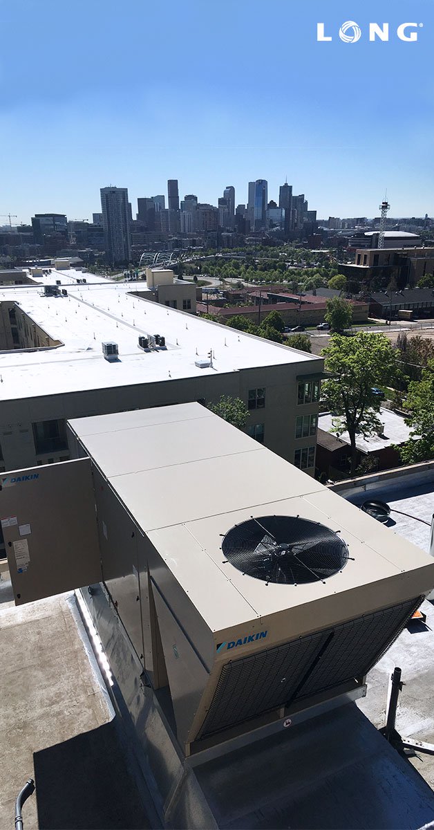 LONGBldgTech's tweet image. LONG IN ACTION: C-PACE job 2727 Bryant St. in Denver. The project involved installing new RTU's and an updated Building Automation System. The first picture shows the removal of the old RTU, and the second shows the new RTU! #C-PACE #LONG #LONGINACTION #HVAC #RTU #BAS #Denver