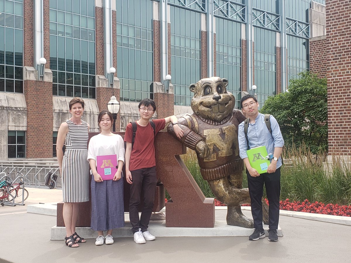 UMNBME's tweet photo. Today we bid our three #visitingstudents from Shanghai Jiao Tong University farewell, as they return to China tomorrow. 

The #undergrads spent the summer in the @umncse labs of Profs. @davidodde, Barocas, and Wang. Wishing them all the best! #summerresearch @UMNresearch https://t.co/So528NhN5h