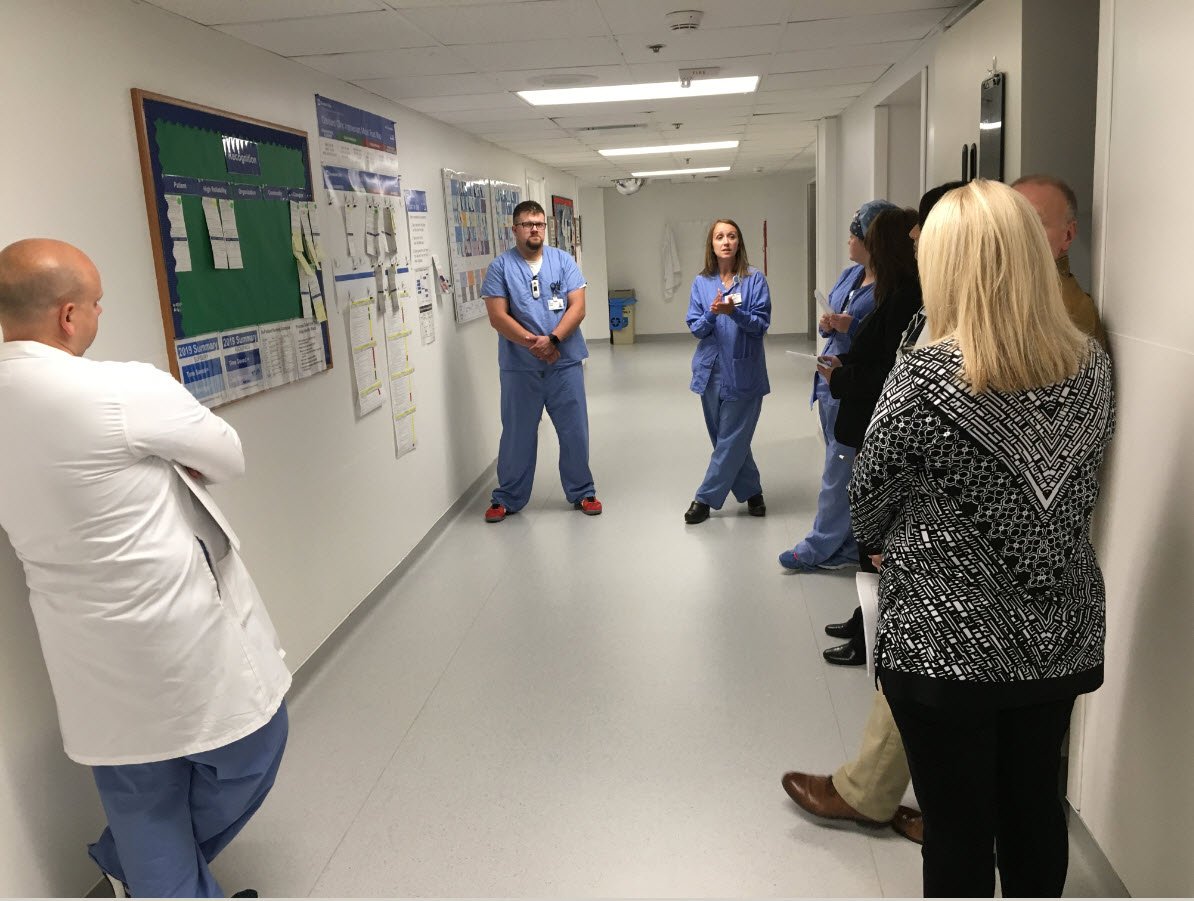 KevinGazley's tweet photo. Medina Hospital: OR and PACU share their model area progress with Medina's directors during their gemba.  During the gemba, a caregiver told us he feels that has a voice in the process now. #theCCIM @LisaYerianMD @NateHurle @AskDrShew @eric_holizna @FettoJulie https://t.co/JaR9nx3iIp