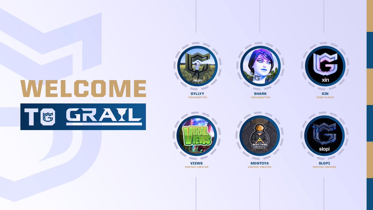 Welcome the newest additions to @GrailGaming!

👤 - @dyllyy 
👤 - @GrailShark
👤 - @Xinzzy 
👤 - @ItsViralViews 
👤 - @General_Montoya 
👤 - @slopi_ 

#HoldOurGrail