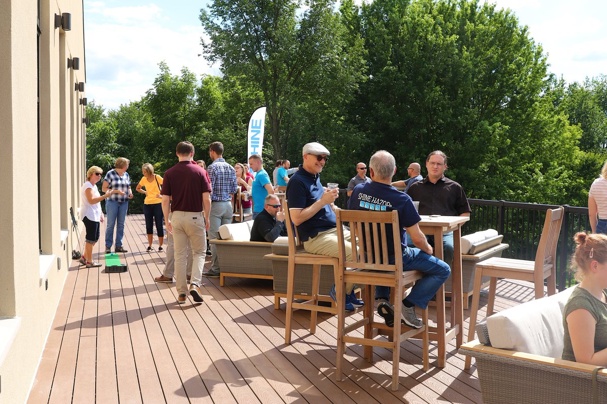 shinefusion's tweet photo. We work hard, but also take time to celebrate significant company #milestones! Yesterday, the entire team took a break and enjoyed the #outdoors and some friendly #competition with #LGKnockerballs! #SHINEON #HowWeSHINE https://t.co/6IO0hZwOPM