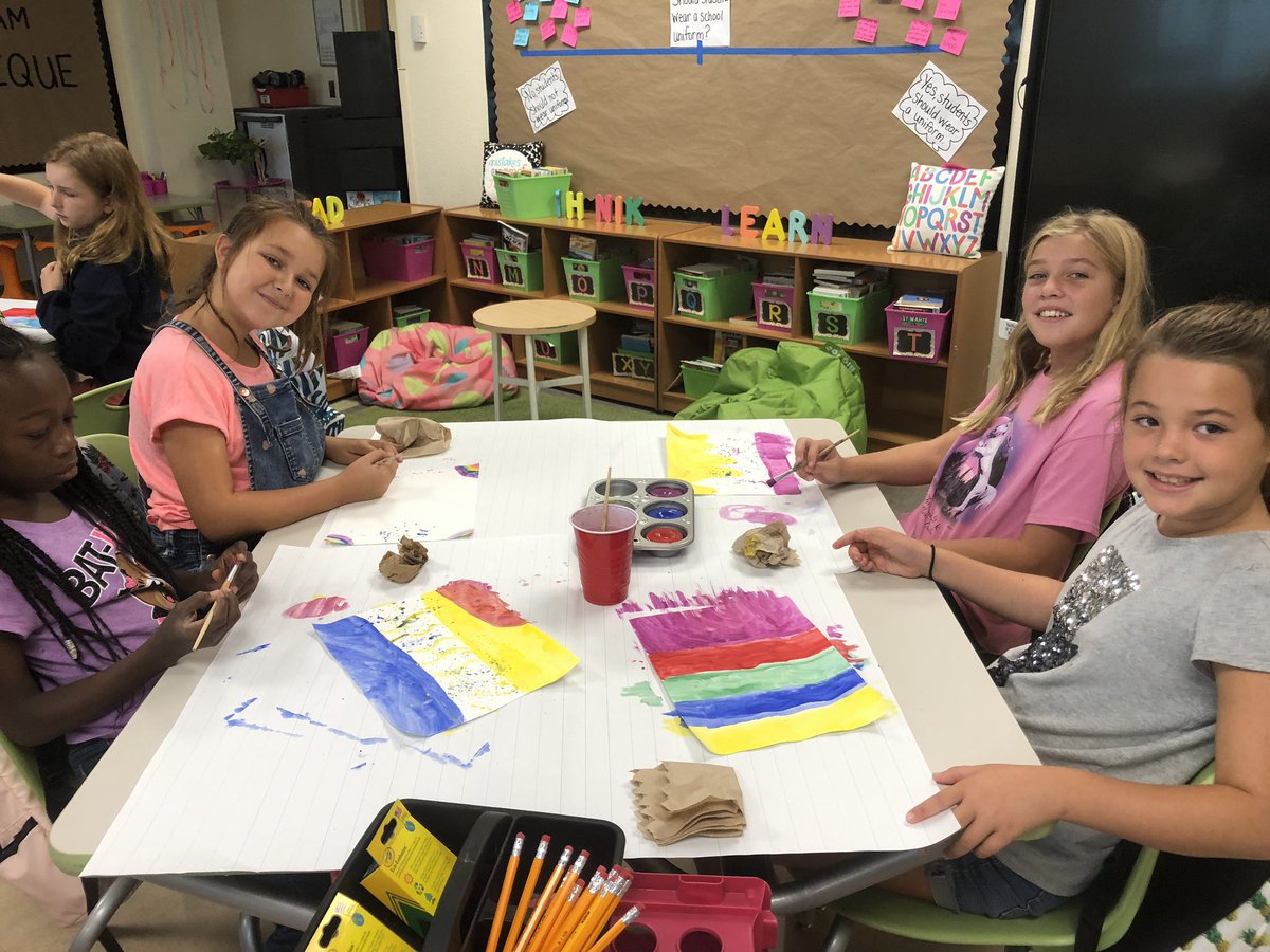 MollyProbel's tweet photo. Today students used visual thinking to create a painting that used colors to represent their feelings about starting 4th grade. #teamprodel #artintergration #TCS https://t.co/wxxQcgXX9C