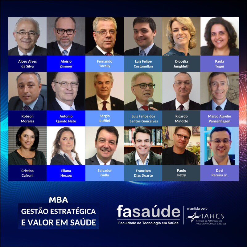 setor_saude's tweet photo. Com docentes reconhecidos nacionalmente pela competência em suas áreas de atuação, o MBA apresenta ferramentas indispensáveis para a prática de excelência e de alto desempenho, conectadas às novas demandas do mercado da saúde. Saiba mais em https://t.co/jzwM9vav10 https://t.co/ynQWusqkw4