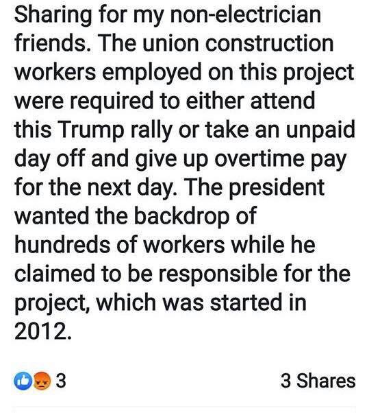 mjc872's tweet photo. Rules for attending Donnyโs speech at the cracker plant in Monaca, PA. @realDonaldTrump, @LukaBrazzi @JohnFugelsang #FakeCrowd #MakeMeLookGood #StumpForTrumpOrDontGetPaid https://t.co/Y1FAQi9Bpk