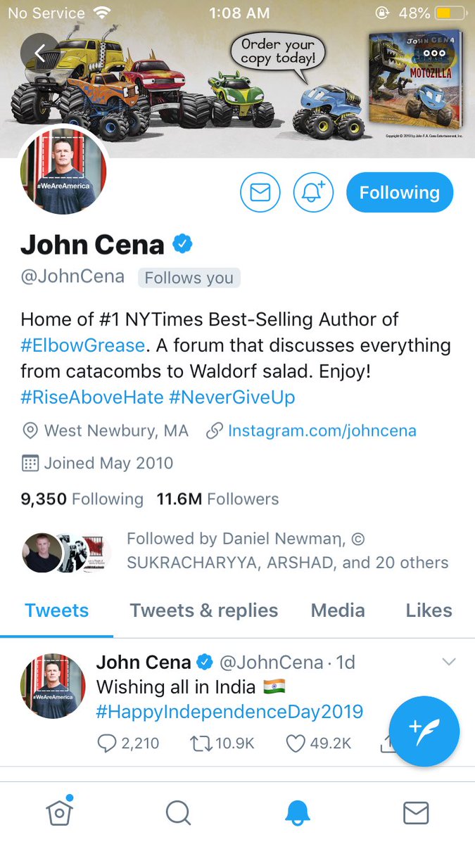 chefshivghosh's tweet photo. How I missed it @JohnCena followed me and that makes it the best day of my life till now, thanks to my favourite wrestler who followed me #NeverGiveUp make it possible #ThankYouJohnCena #WWEforLife https://t.co/fV82xtLZeA