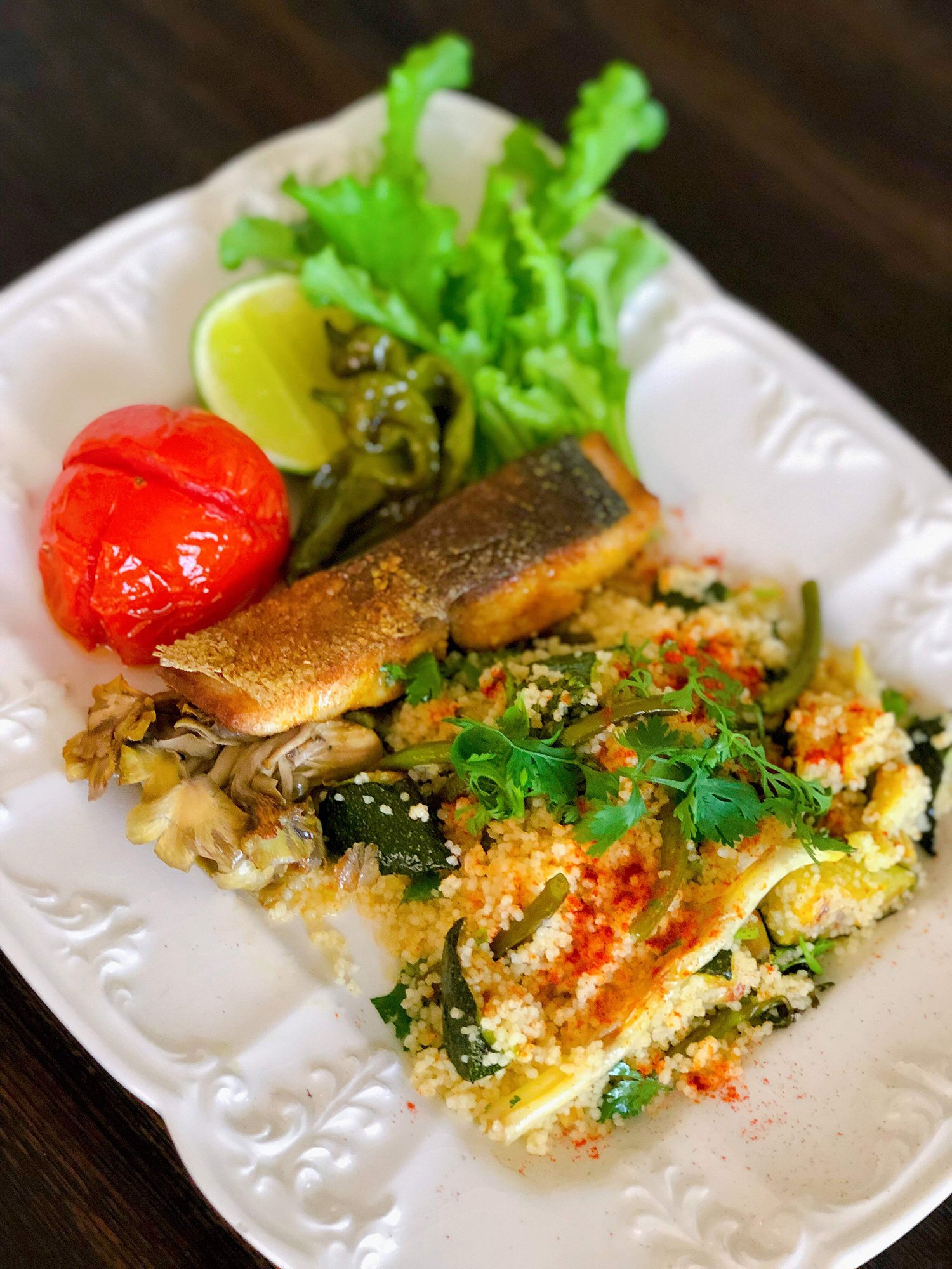 Commy いなわら亭 Lunch Of Jul 21 19 Sauteed Mahi Mahi W Roasted Vegetable Coucous マヒマヒのソテーと焼き野菜のクスクス お昼ごはん 手作り おうちごはん マヒマヒ 野菜たっぷり シンプル料理 美味しい ありがたくいただきます
