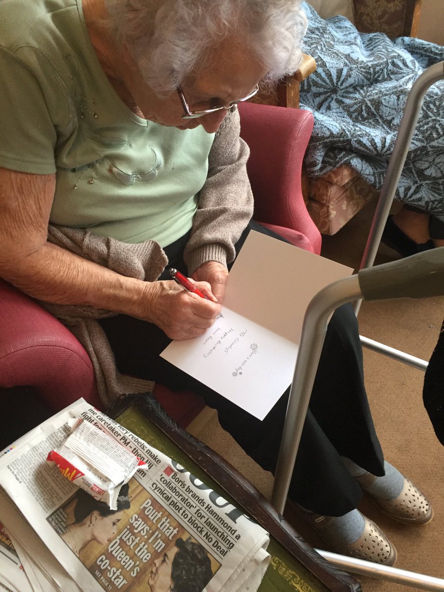windsor_care's tweet photo. Busy morning at Windsor today. Started our day writing birthday cards for Gladys tomorrow for her 90th Birthday, followed by a little pampering for the ladies 💅💅#Activities# https://t.co/lcwlLGIwJy