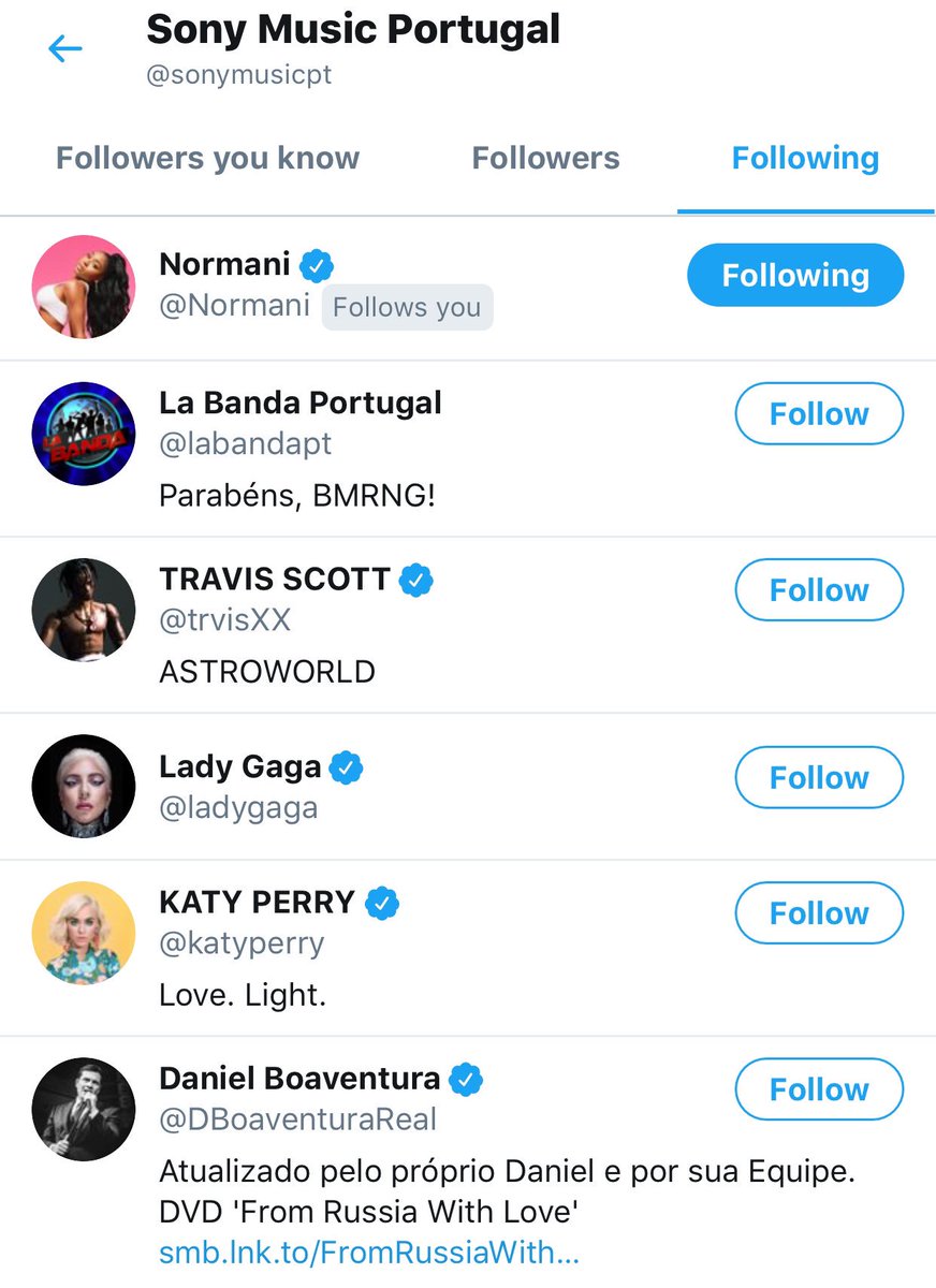 NormaniSocial's tweet photo. TWITTER | @Sony global music conglomerate (Portugal) @sonymusicpt followed Normani https://t.co/sDa6lVJTjc