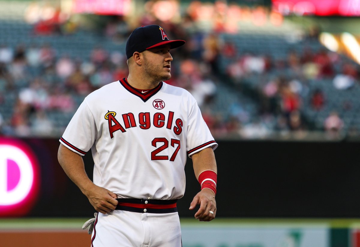 Mike Trout Team Issued 70's Throwback Jersey