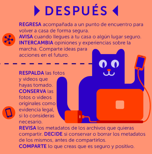 socialtic's tweet photo. @RompeMiedo @witness_es @LuchadorasMX @comitecerezo Después de la manifestación, los cuidados siguen 👇🏾
- Avisa a tu contacto de confianza cuando hayas llegado a casa o lugar seguro
- Respalda fotos y videos que hayas documentado
- Presta atención a contactos nuevos que intentan agregarte o hablarte
#ExigirJusticiaNoEsProvocacion https://t.co/l3zVwBh6s1