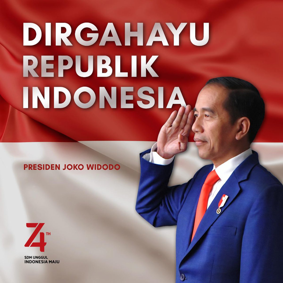 jokowi's tweet image. Hari ini, di Hari Ulang Tahun Republik Indonesia ke-74, jumlah penduduk kita nomor empat terbesar di dunia. Sebagian besar mereka berusia muda, dan kelas menengah kita tumbuh pesat.

Fokus pada peningkatan kualitas SDM, Indonesia tengah mewujudkan visinya menjadi negara maju.