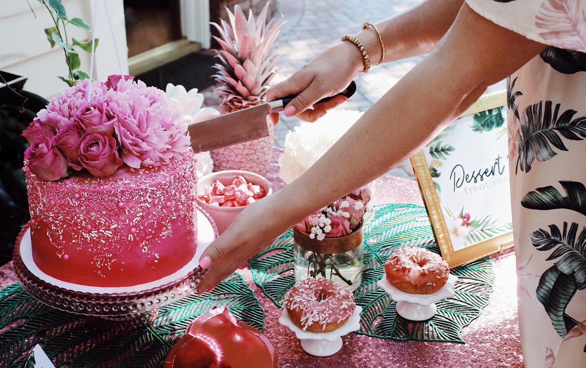 3rdandLuxe's tweet photo. Our ombré sprinkle #cake was the star of our Pink Paradise dessert table! 🌴 💗 Shop everything you see here + find the delicious recipes we used for this fun baby shower up now on the blog: https://t.co/bDTFkHDF1L #3RDANDLUXE #tropicalparty #desserttable #tropicalbabyshower https://t.co/xBbtkdKWUH