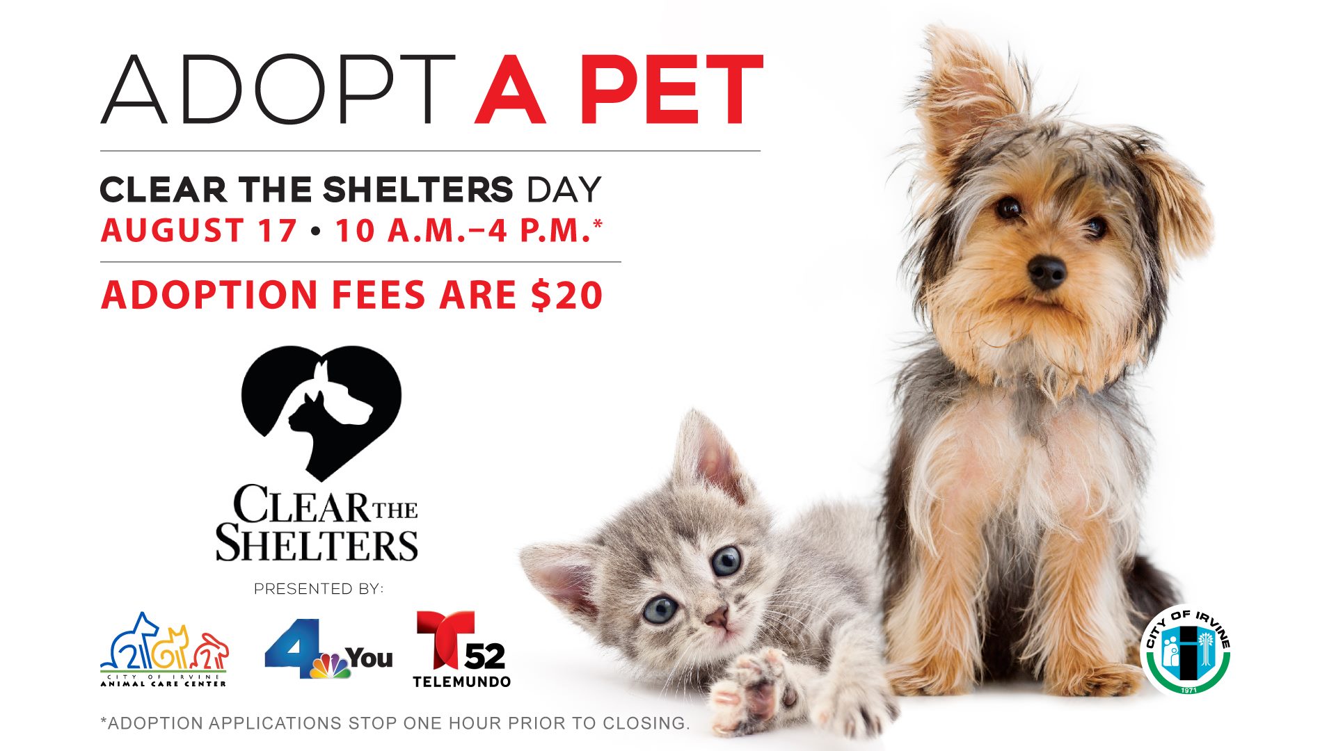 City Of Irvine On Twitter Tomorrow Is Cleartheshelters Day If You Are Looking For A New Best Friend Stop By The Irvine Animal Care Center After 10 A M Adoption Applications Stop One