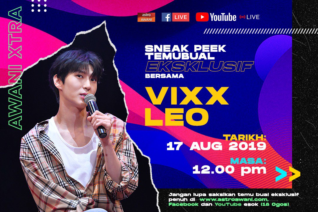 501Awani's tweet photo. Kepada peminat-peminat @JUNGTW_LEO jangan lupa untuk saksikan "Sneek Peek" temu bual ekslusif bersamanya di #AWANIXtra
Link :
https://t.co/GaB4wpGVEN https://t.co/kTQE66NuUv