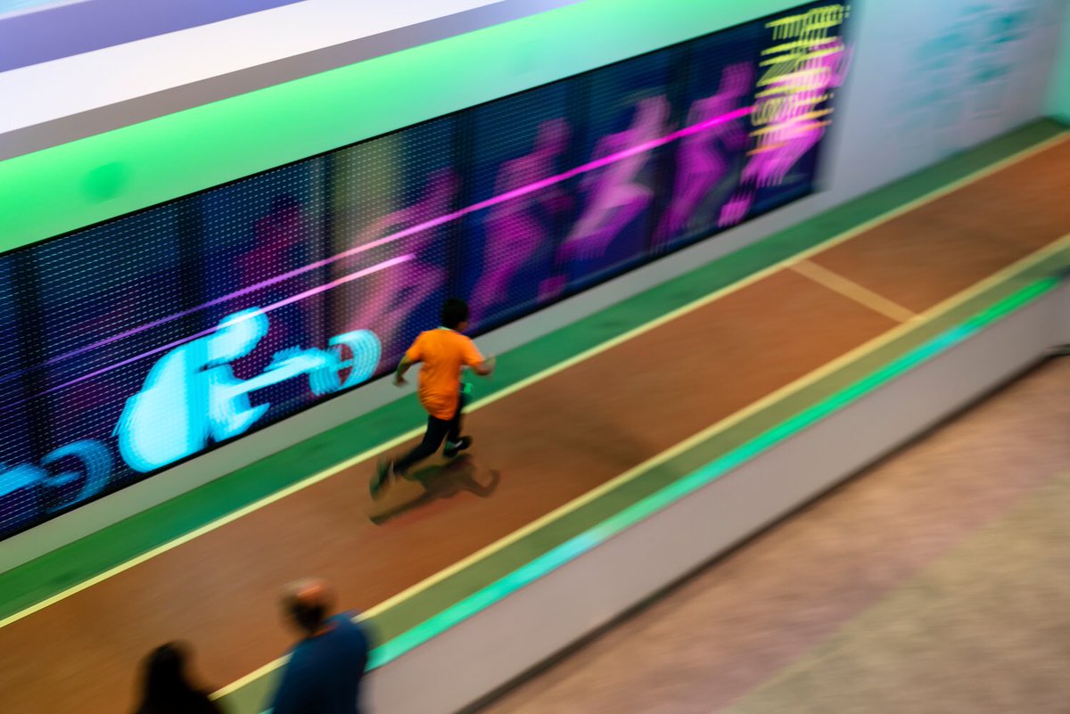 ElectrosonicAV's tweet photo. August 16th, 2008: Olympian Usain Bolt sets the world on fire by smashing the 100m Sprint world record to win gold at the Beijing 2008 Summer Olympics.๐ฅ๐๐ฟโโ๏ธAt #SAASCC guests have a chance to race against a virtual Bolt. Do you think youโre fast enough? ๐ค https://t.co/q4FamtddKb https://t.co/N7VS2bfqwy
