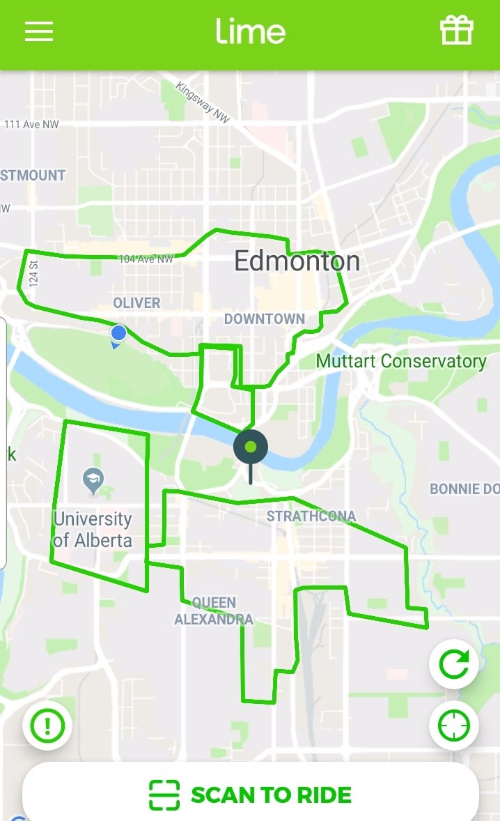 Lime Scooters: what does this green line in the lime app's map