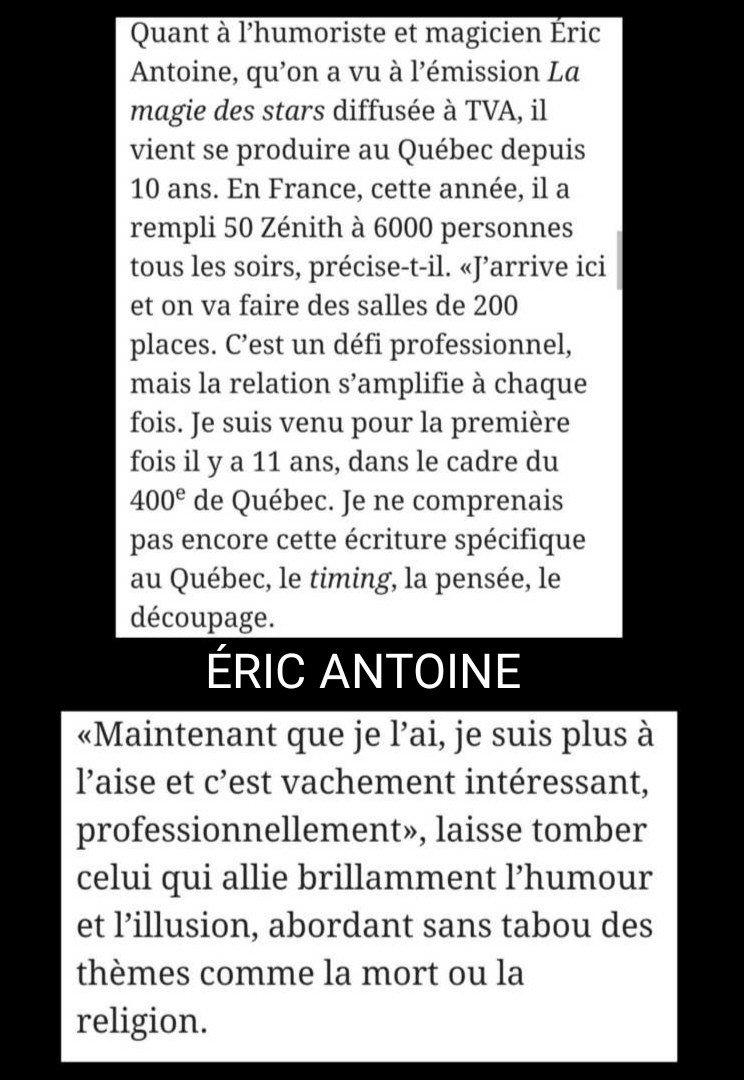 DarkSmileFans's tweet photo. Que se passe-t-il du côté du @comedieha 🤔 Voici un petit article sympatoche du @JdeQuebec sur @eric_antoine @lauralaune @Michelboujenah et #thomaswiesel Ça à l'air de bien se passer 😉
Article entier ⬇️
https://t.co/q7QAiGFLCE
#festival #humour #canada https://t.co/gw1kU4V0Xa