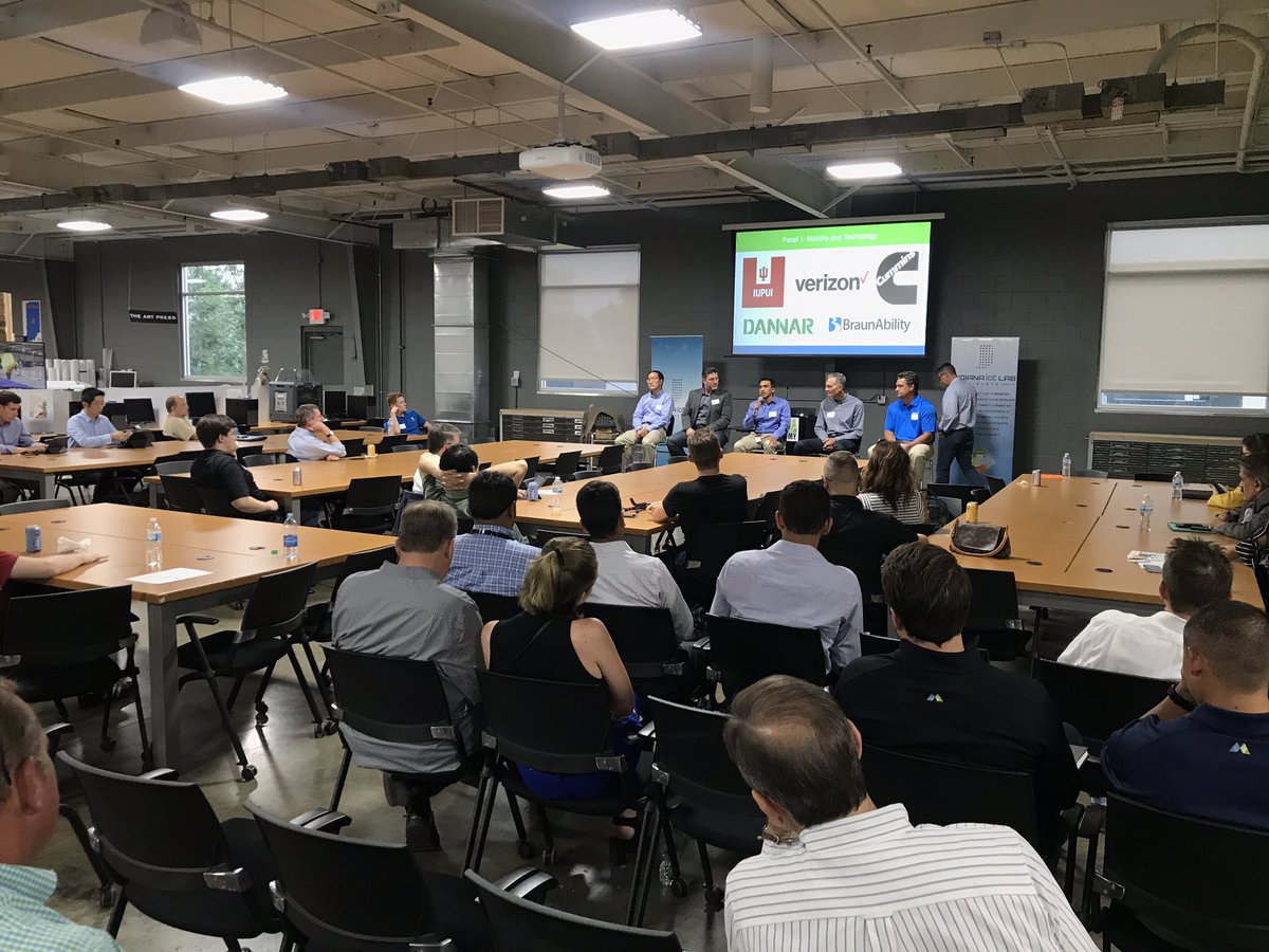 Indiana_IoT's tweet photo. Emerging technology and mobility leaders panel, including @IUPUI, @verizon, @Cummins, #Dannar, and @BraunAbility, offering great insight about the future of #autonomy and #mobility at the #festivalofautonomy. https://t.co/zUfoY5eJ2L