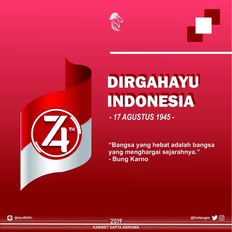 [DIRGAHAYU INDONESIA KE 74]

Dirgahayu Indonesiaku yang ke-749 semoga selalu menjadi bangsa yang satu dan lebih baik lagi ke depannya.

#Indonesia74tahun #DirgahayuIndonesia