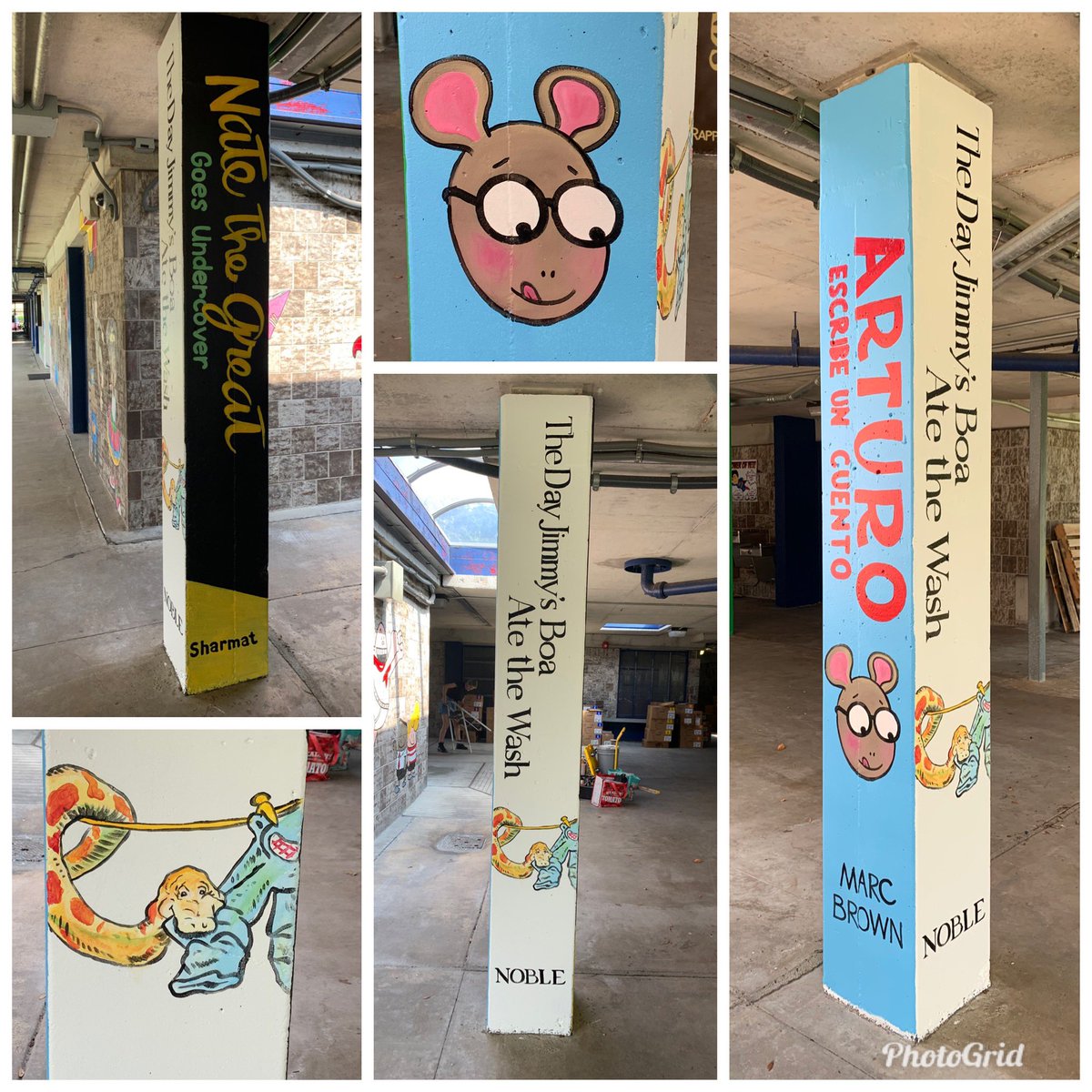 TBradleyMurals's tweet photo. Finished up @PetersenHISD today!!! Love the new character June Peters and of course Pete the Cat! Thank you @DanitraArredon1 for being so patient with us in this heat wave!! https://t.co/SHw9SpjTp3