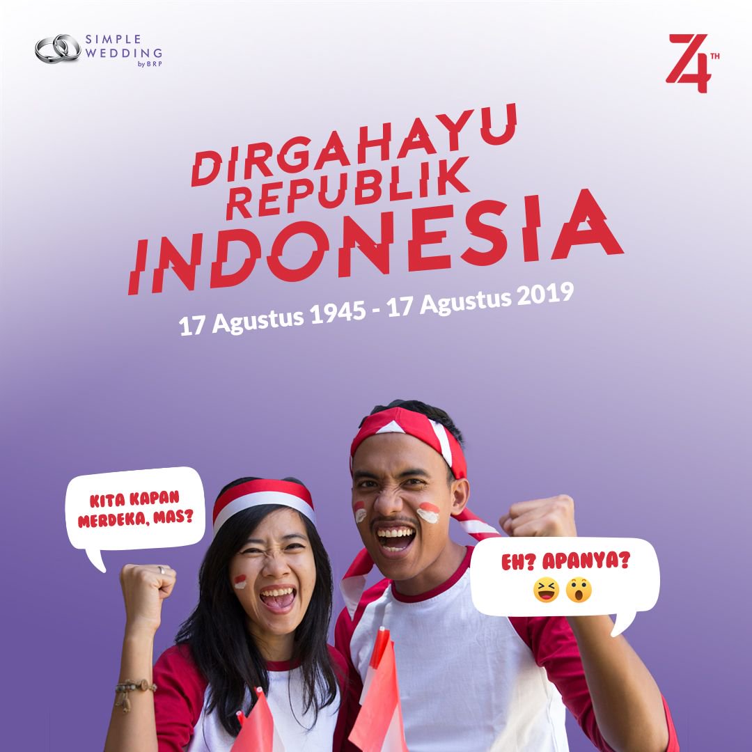 BRPBallroom's tweet photo. Dirgahayu Republik Indonesia. Selamat Hari Kemerdekaan Indonesia yang ke -74!
.
Btw, maksudku ya merdeka dari ketidakjelasan hubungan kita wkwk. Ga enak tau digantung terus kaya benderaaa. Kalo cinta ya lets go laah ke pelaminan (?) 😝😂 
.
#hutri74 https://t.co/jrS2CoECpm