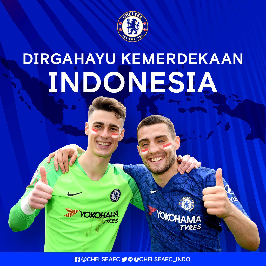 Selamat ulang tahun ke-74 Indonesia! 🇮🇩

Sepakbola telah memangkas ruang dan waktu untuk mempertemukan dan mempersatukan kita. 🤝

💙 Cinta dari Chelsea untuk Indonesia. 🔵

#CFCIndo
#74thIndonesia
#Indonesia74tahun