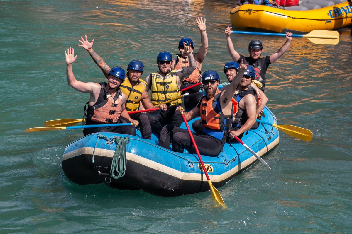 southcalgarykia's tweet photo. South Trail Kia, white water rafting as they celebrate a great month. https://t.co/7ox71xIc5J