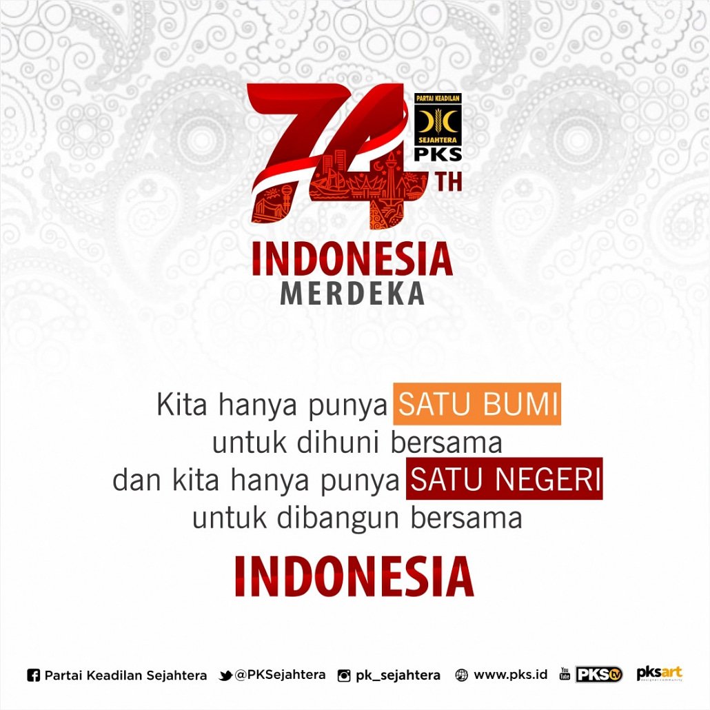 pksdiy's tweet photo. Kita hanya punya satu bumi untuk dihuni bersama
Dan kita hanya punya satu negeri untuk dibangun bersama
INDONESIA

#HUTRI74
#17agustus
#HUTRI74TH
#AyoLebihBaik
#PKSDIY
#PKSejahtera https://t.co/3uZ6SNjQn5