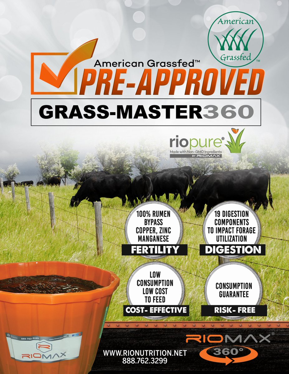 Fertility. Digestion. Cost-effective. Risk-free. Grass-Master360 #RioPure #AmericanGrassfedPreApproved #Grassfed #AGA 
hubs.ly/H0kjMhr0