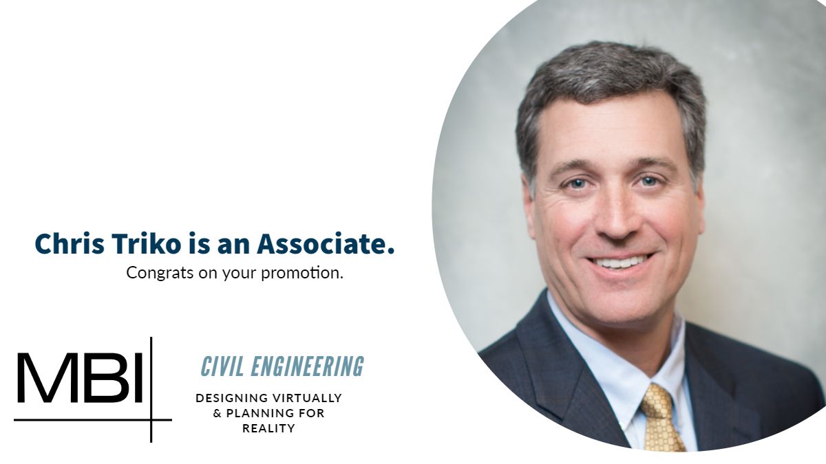 MBICompaniesInc's tweet photo. Congratulations to Chris Triko, PE on your recent promotion to Associate! He is a member of MBI's Civil Engineering Department with more than 20 years of in-depth utility and stormwater experience. https://t.co/uE6hTX7dw2