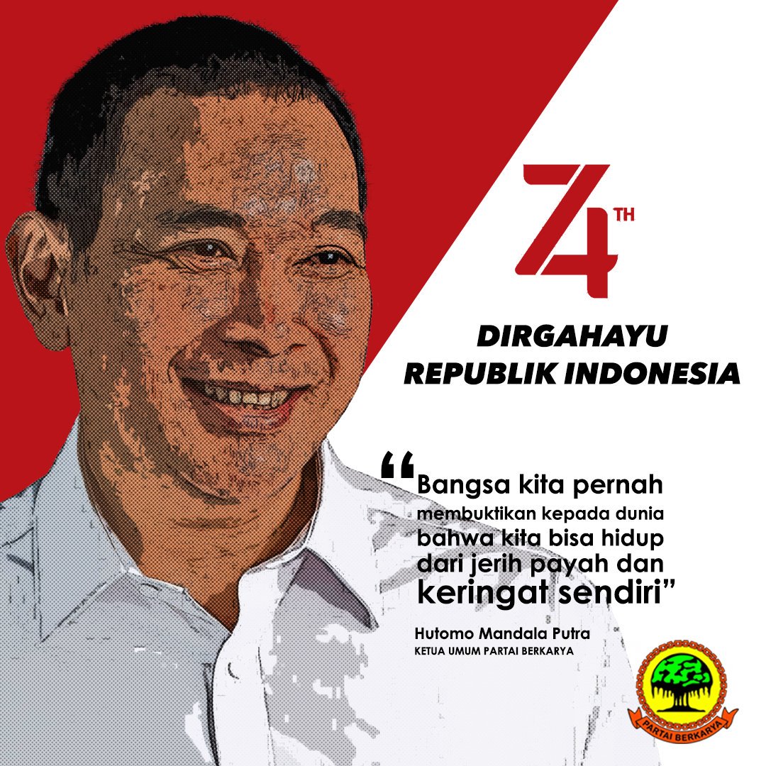 BerkaryaOfc's tweet photo. “Bangsa kita pernah membuktikan kepada dunia bahwa kita bisa hidup dari jerih payah dan keringat sendiri,” -HMP-

Dirgahayu Republik Indonesia Ke-74

#berkarya #dirgahayuri #ri74 #republikindonesia #17an  #merdeka #berkaryaaja #independencedaysale https://t.co/I4iDi0bi2Q