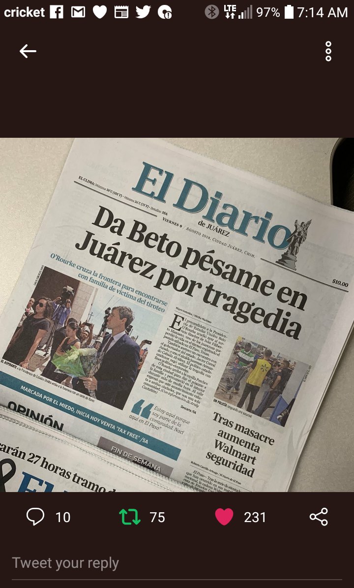 shasha001's tweet photo. @UNMASKEDone @BetoORourke Beto showing empathy and leadership by going to Juarez to grieve with the community and families. #simplysoul #Beto2020 https://t.co/fiLo57Rbn1