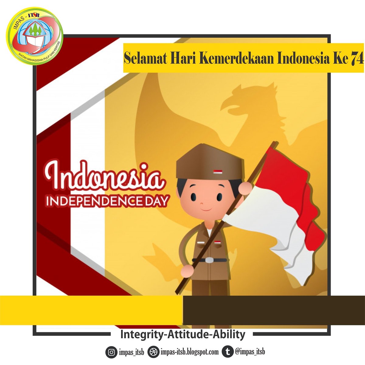Dirgahayu ke-74 Republik Indonesia 🇮🇩
Mari terus menjunjung tinggi nilai integritas dan nilai persatuan dan kesatuan bangsa Indonesia.
.
Tetaplah bangga menjadi warga negara Indonesia
#DirgahayuNegriku
#IndonesiaKerjaBersama
#HUTke74
#HUTRI
#republikindonesia