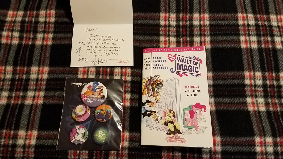 EndymionEnigma's tweet photo. @AndyPriceArt @SaraRichard @TonyFleecs @TrishForstner 
Arrived yesterday. What can I say other than thank you for being amazing artists and inspirational people. Thank you Tony for the additional buttons. Hope all of you are ready for me to ask for more Astrology Ponies! https://t.co/T9Ql8meaZZ