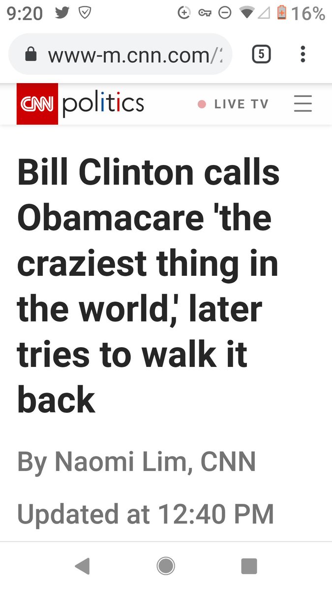  quick thread. Do you wonder why BClinton said about ObamaCare "crazy system where all the sudden 25 million more people have healthcare and then the people are out there busting it, sometimes 60 hours a week, wind up with their premiums doubled and their coverage cut in half”