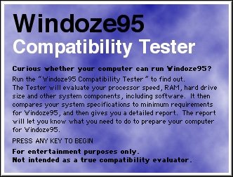VintageAppleMac's tweet image. Windoze95 Compatibility Tester. #MacvsPC #Retrocomputing #Apple #Macintosh