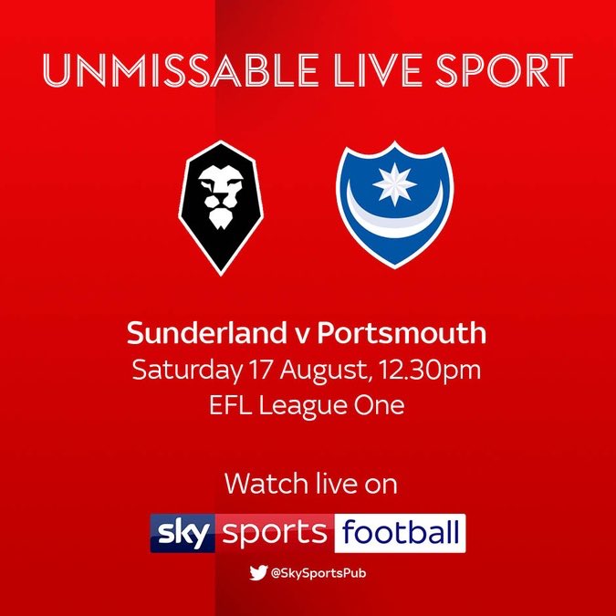 barsinatras's tweet photo. Live and loud today on the BIG SCREEN shown on SKY SPORTS

Sunderland vs Portsmouth 12.30pm kick off

#HAWAYTHELADS https://t.co/8MCX1di5Wj