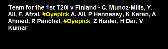 oyepick's tweet photo. Finland vs Spain, 1st T20I #SPAvFIN
Spain tour of Finland, 2019 #FINvsSPA #FINvSPA
Join our telegram channel for playing 11 and dream11 team after toss - https://t.co/HQ6fwGzTQM
#spaincricket #cricketinspain #cricketespaña #Oyepick https://t.co/U6USsIBSJP