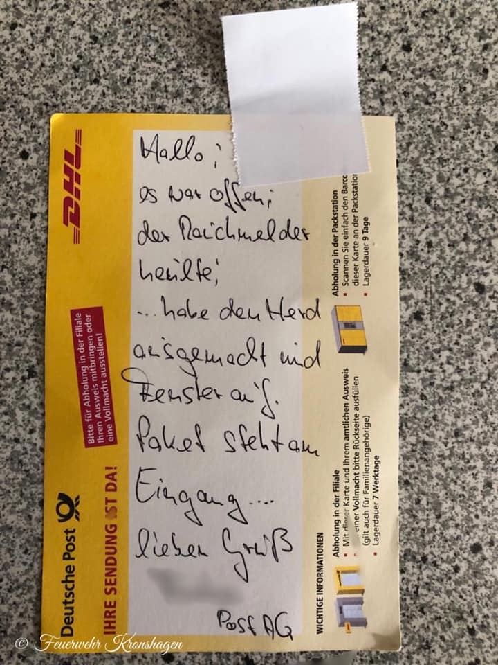 Falls ihr Helden sucht, hier ist einer: Ein Paketbote hat einen Brand im Kindergarten verhindert. (Foto: Feuerwehr Kronshagen)